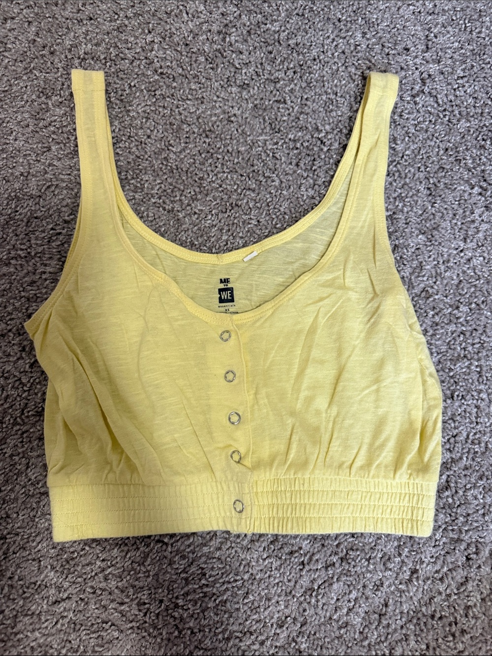 Me to We Yellow Button-Front Crop Tank